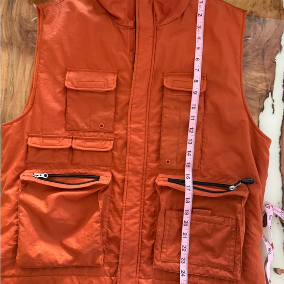 GAP Orange Utility Vest Fleece Lined Multi-Pocket Outdoor Cargo Men’s L - Picture 6 of 8